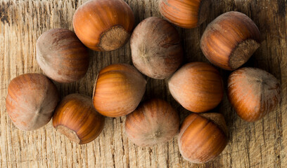 beautiful hazelnuts on a wooden background