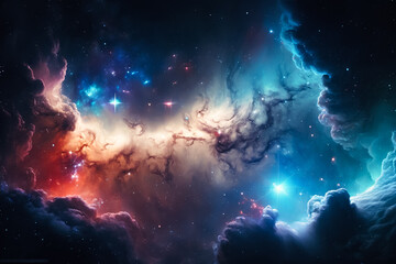 Fototapeta na wymiar The Beauty of the Cosmos: Large Panoramic Galaxy Backgrounds. Generative AI
