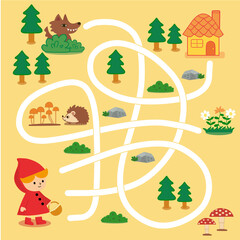 Obraz na płótnie Canvas Cute maze for kids. Kids labyrinth puzzle with cute animal. Maze puzzle game for children with cute cartoon.
