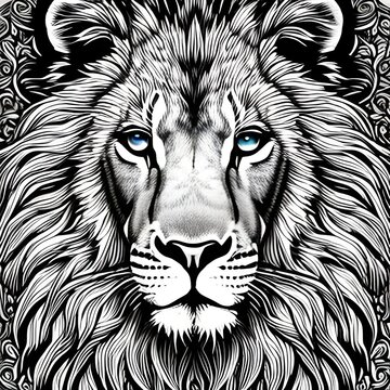 Lion Coloring Sheet, Generative AI