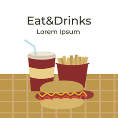 Eat and drinks, food, vector baner.