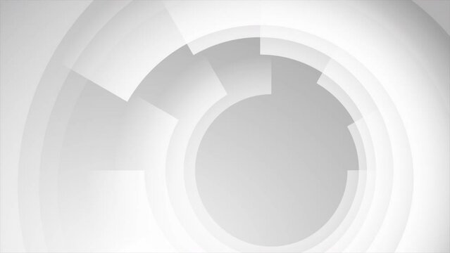 Grey white geometric tech abstract concept round swirl background. Seamless looping motion design. Video animation Ultra HD 4K 3840x2160