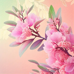 Spring blossom background in pink pastel tones. Generative AI  