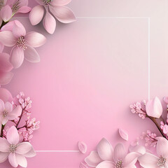 Spring blossom background in pink pastel tones with copy space. Generative AI  