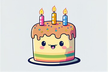 Birthday cake and candle , generative ai
