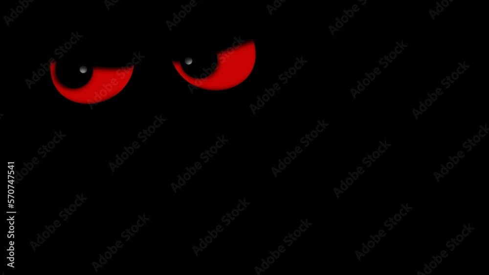 Wall mural evil red blinking eyes on black background 4k loop features a pair of red evil angry looking eyes lo