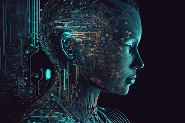 Digital ethicist responsible for ensuring ai technology aligns with moral and ethical principles, concept of Data Governance and Regulatory Compliance, created with Generative AI technology - obrazy, fototapety, plakaty