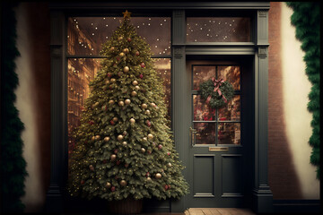 Fototapeta na wymiar christmas tree in the window
