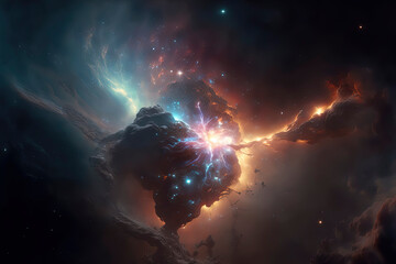Fototapeta na wymiar Space Nebula, amazing colorful nebula. AI-Generated