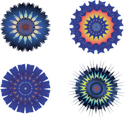 A set of decorative flowers, stars. Vector file.