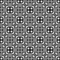 Vector geometric traditional folk ornament. Ethnic seamless pattern. Minimal ornamental background with abstract shapes. Black and white texture. Dark repeat design.