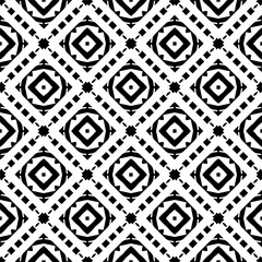 Vector geometric traditional folk ornament. Ethnic seamless pattern. Minimal ornamental background with abstract shapes. Black and white texture. Dark repeat design