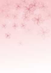 Graphical flower illustration. Floral line art pattern on pink background.