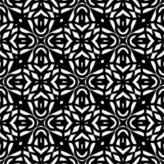 Vector geometric traditional folk ornament. Ethnic seamless pattern. Minimal ornamental background with abstract shapes. Black and white texture. Dark repeat design