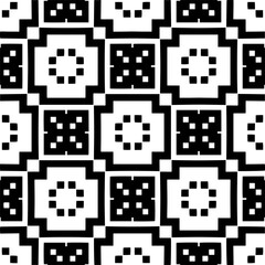 Vector geometric traditional folk ornament. Ethnic seamless pattern. Minimal ornamental background with abstract shapes. Black and white texture. Dark repeat design