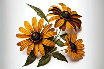 Black Eyed Susan Flowers, Illustration, Generative AI