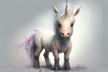 Obraz na płótnie Canvas pretty anime baby unicorn made by generative ai