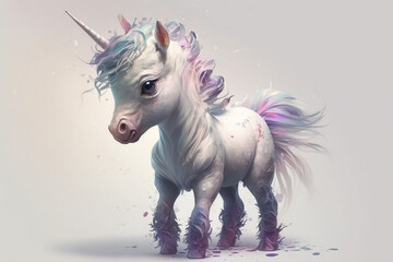 Fototapeta na wymiar pretty anime baby unicorn made by generative ai