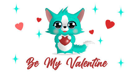 Valentine cute character holding heart. PNG image.