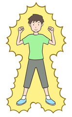 パワー全開でエネルギーが出ている男性