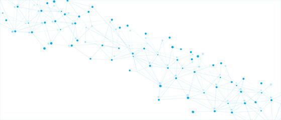 Blue network. Abstract connection on white background. Network technology background with dots and lines for desktop. Ai system background. Abstract concept. Line background, network technology