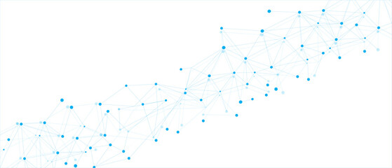 Blue network. Abstract connection on white background. Network technology background with dots and lines for desktop. Ai system background. Abstract concept. Line background, network technology