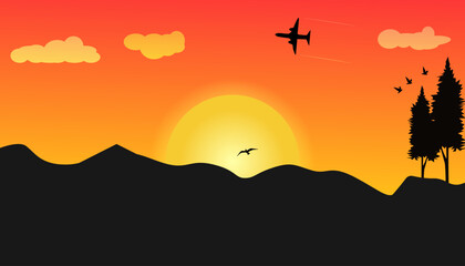 Fototapeta na wymiar sunset view illustration design