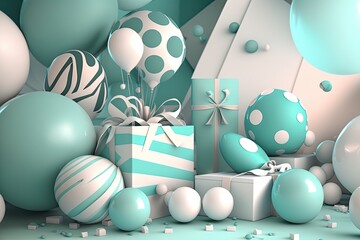 gift boxes and balloons Generative Ai
