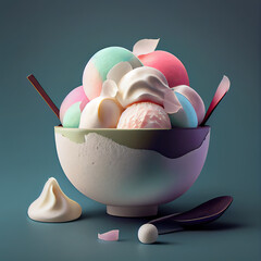 Colorful ice cream balls in a bowl.