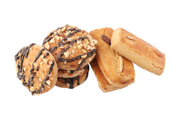 Cookies with nuts biscuits isolated on transparent background