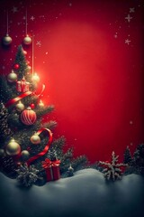 Happy New Year Christmas Red Background. Generative AI