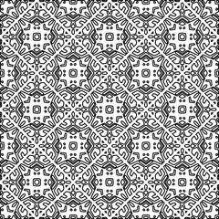 Stylish texture with figures from lines.
Abstract geometric black and white pattern for web page, textures, card, poster, fabric, textile. Monochrome graphic repeating design. 