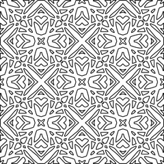 Stylish texture with figures from lines.
Abstract geometric black and white pattern for web page, textures, card, poster, fabric, textile. Monochrome graphic repeating design. 