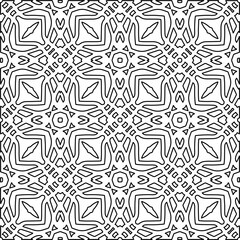 Stylish texture with figures from lines.
Abstract geometric black and white pattern for web page, textures, card, poster, fabric, textile. Monochrome graphic repeating design. 