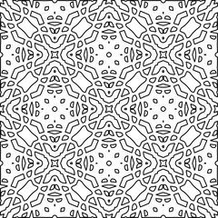 Stylish texture with figures from lines.
Abstract geometric black and white pattern for web page, textures, card, poster, fabric, textile. Monochrome graphic repeating design. 