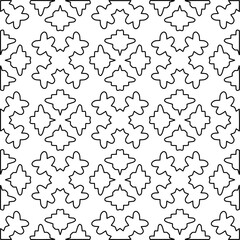 Stylish texture with figures from lines.
Abstract geometric black and white pattern for web page, textures, card, poster, fabric, textile. Monochrome graphic repeating design. 