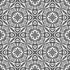 Stylish texture with figures from lines.
Abstract geometric black and white pattern for web page, textures, card, poster, fabric, textile. Monochrome graphic repeating design. 