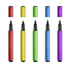 Permanent marker for drawing. Office pen and art tool for underlining, calligraphy and highlighting text. Vector illustration.