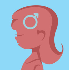 Girl Identifies as Boy due to Gender Dysphoria Vector Concept Illustration. Person feeling trapped by birth assigned gender 
