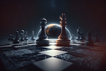 Chess in outer space created using AI Generative Technology