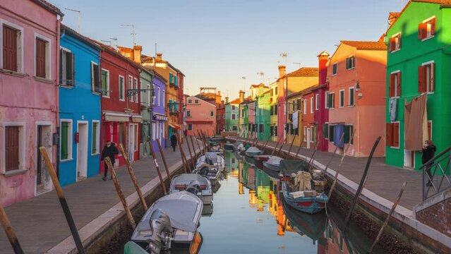 Burano, Venice, Italy colorful buildings along canals