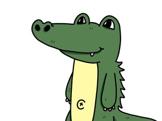 cute crocodile cartoon on white background - obrazy, fototapety, plakaty