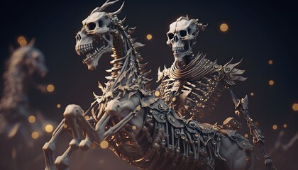 skeleton king on a skeletal horse created using AI Generative Technology