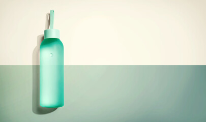 Water bottle with copy space - flat lay