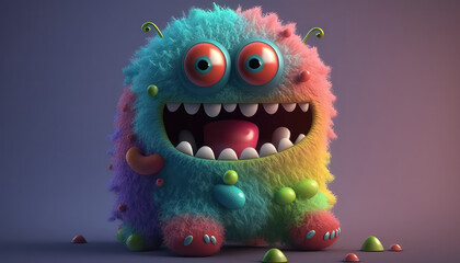big eyes monster happy colorful