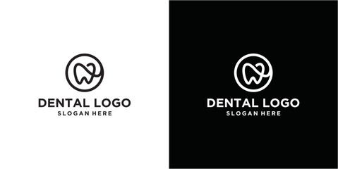 Dental Clinic Logo Template tooth abstract design Linear style vector. Dentist stomatology circular Logotype.dental concept icon.dental logo vector.