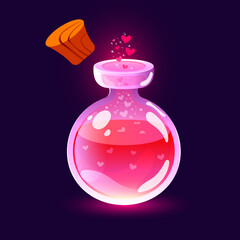 Cartoon Love Potion for Valentine's Day | Potion pink bottle with heart