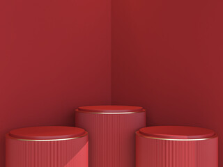 Product display podium for product presentation branding and packaging presentation. 3D stand to show cosmetic products. 3d rendering