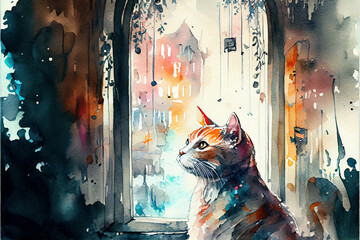 Portrait of a cat in the window