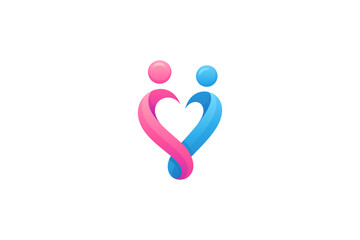 Care love people logo with heart and person symbol in simple design style